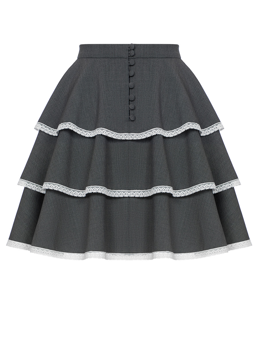 Gray skirt with lace