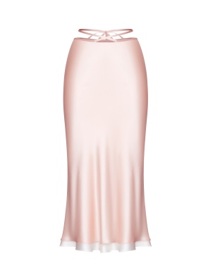 Silk Skirt with Ties Pink Peach and White