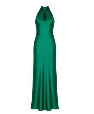 Silk emerald scarf dress
