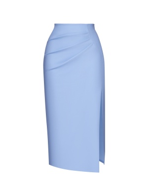 Sky Blue Pleated Midi Skirt