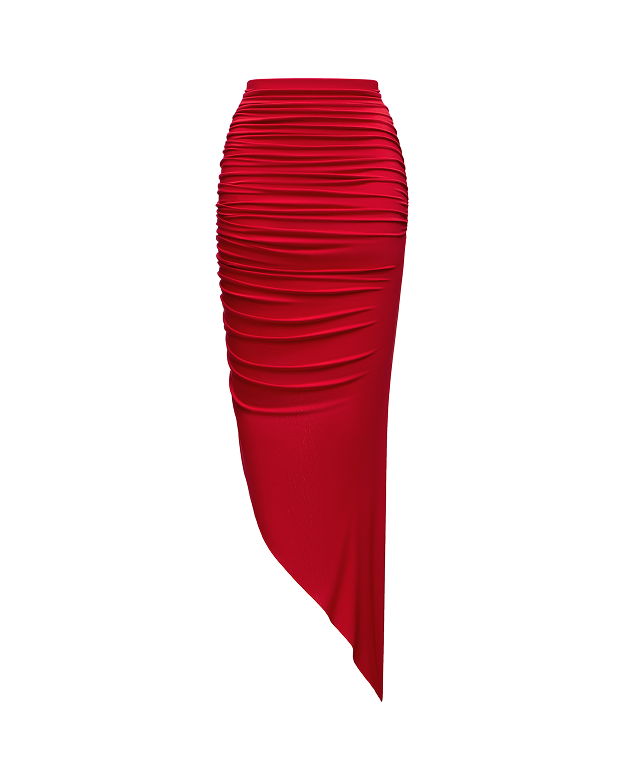Red skirt with belt