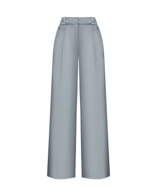 Gray wide satin trousers