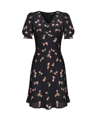 Black floral-print dress
