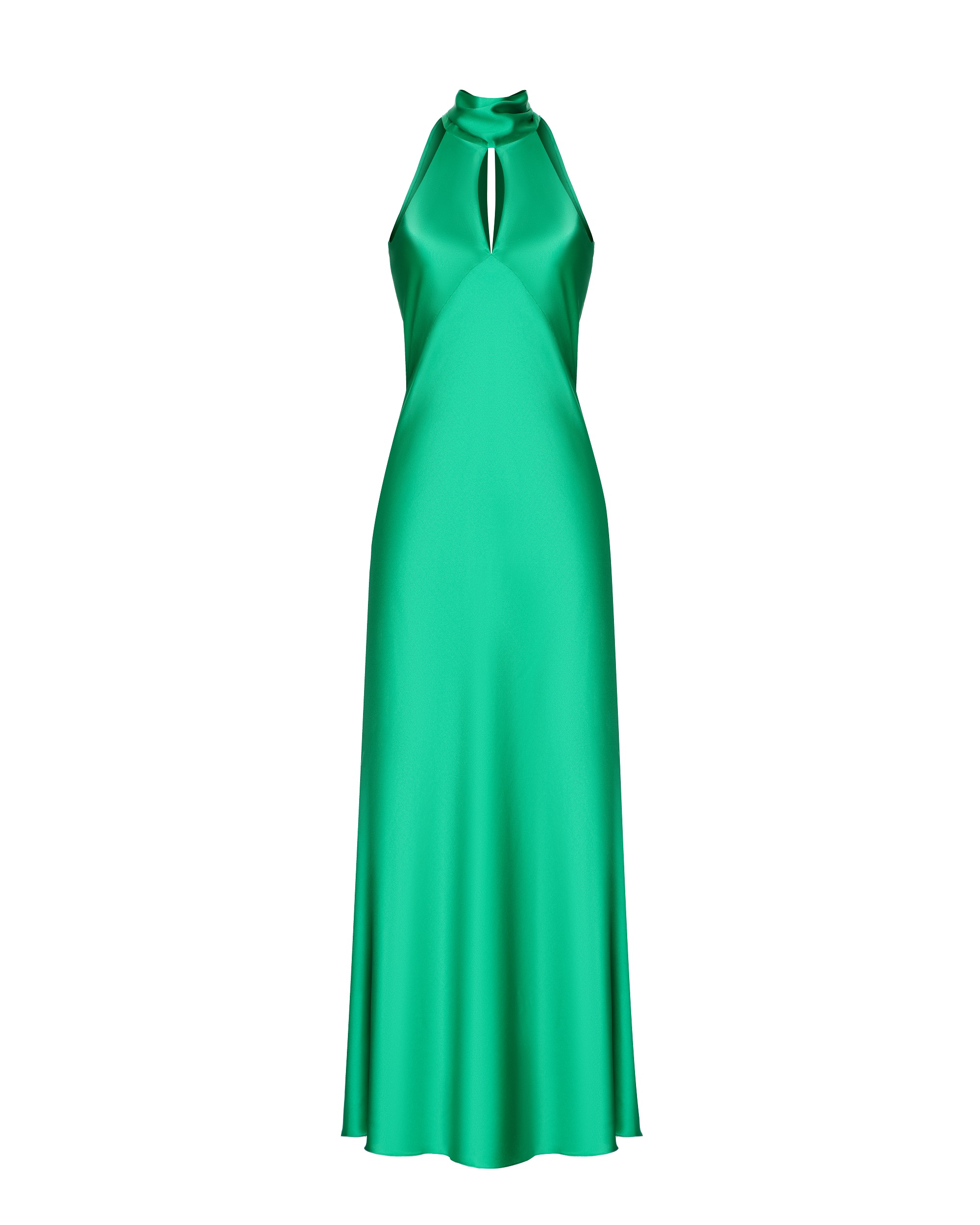 Silk emerald dress with scarf