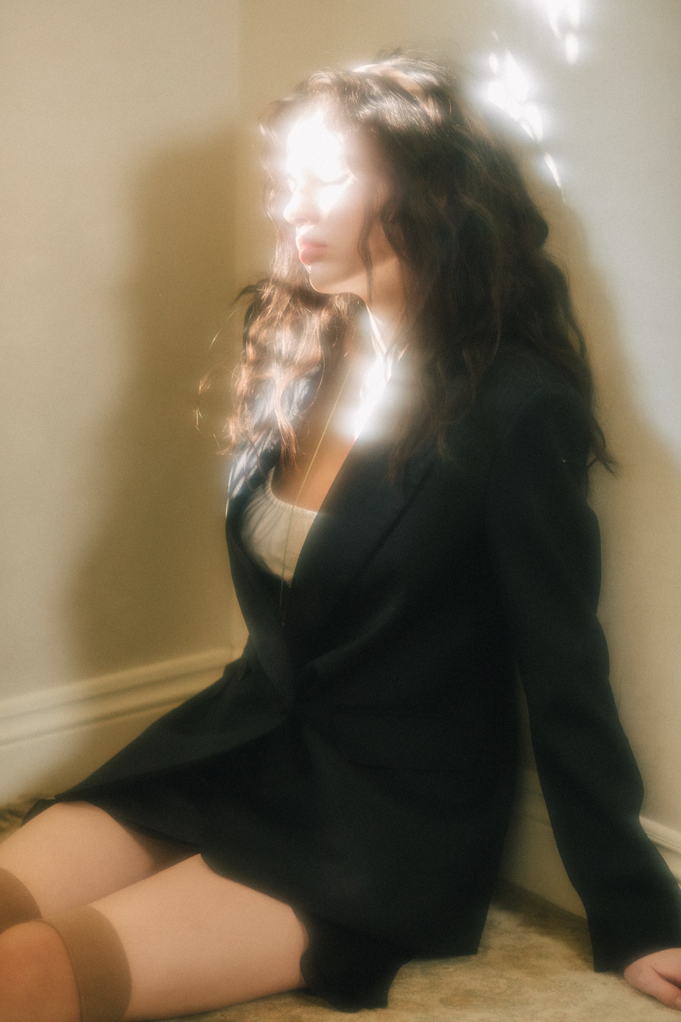 Double-breasted suit wool jacket with satin lapels