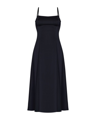 Satin dress with chiffon inserts on thin straps